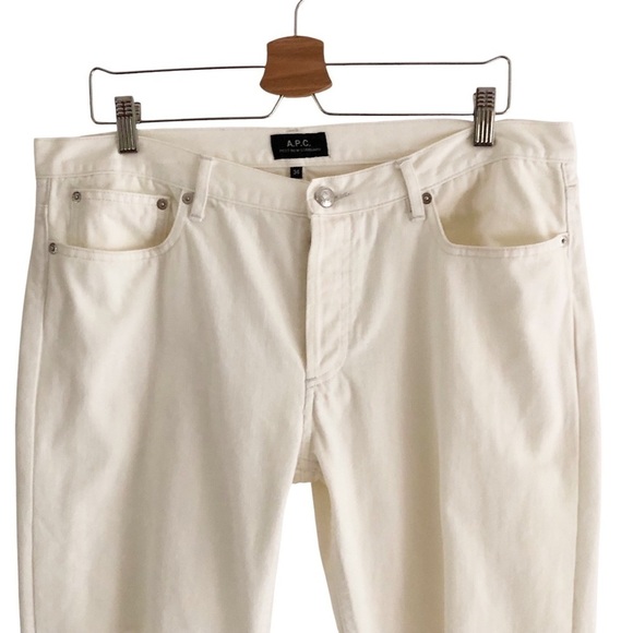 A.P.C. Petit New Standard Mens Distressed White Button Fly Jeans 34 - Picture 7 of 12